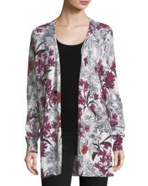 Neiman Marcus Cashmere Collection Cashmere Floral-Print Open at Neiman Marcus